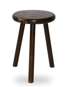 Tabouret rond 3 pieds en sapin massif teinte rustique